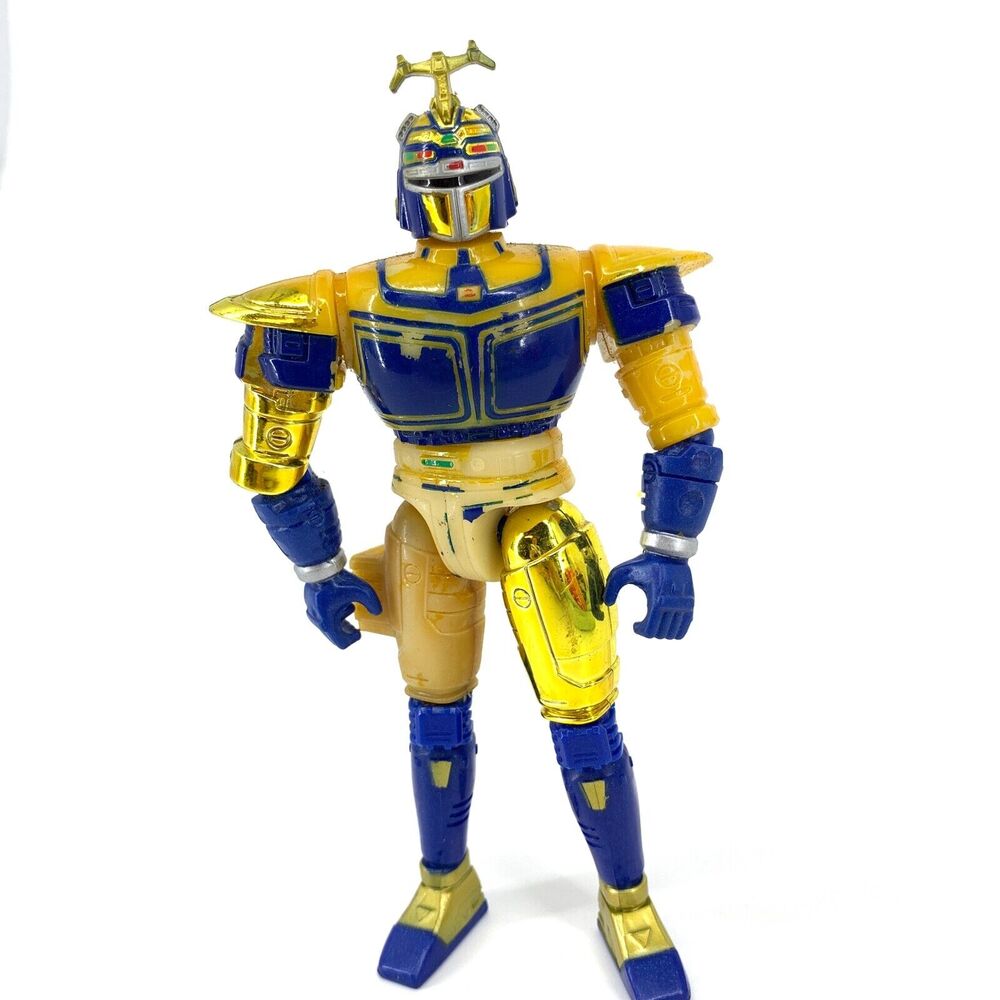 Vintage Bandai MMPR Action Figure Power Rangers 1997 Beeltborgs Gold Chromium